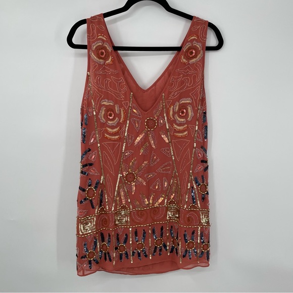 Free People Coral Beaded Mini Dress - Picture 9 of 12